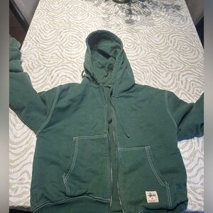Green Stussy Zip Up Jacket Size Small